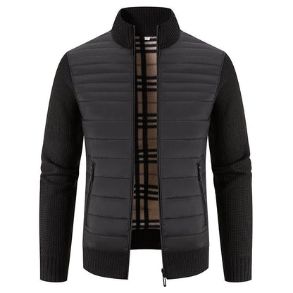 Men's quilted jacket with modern knit sleeves and high collar Skorter