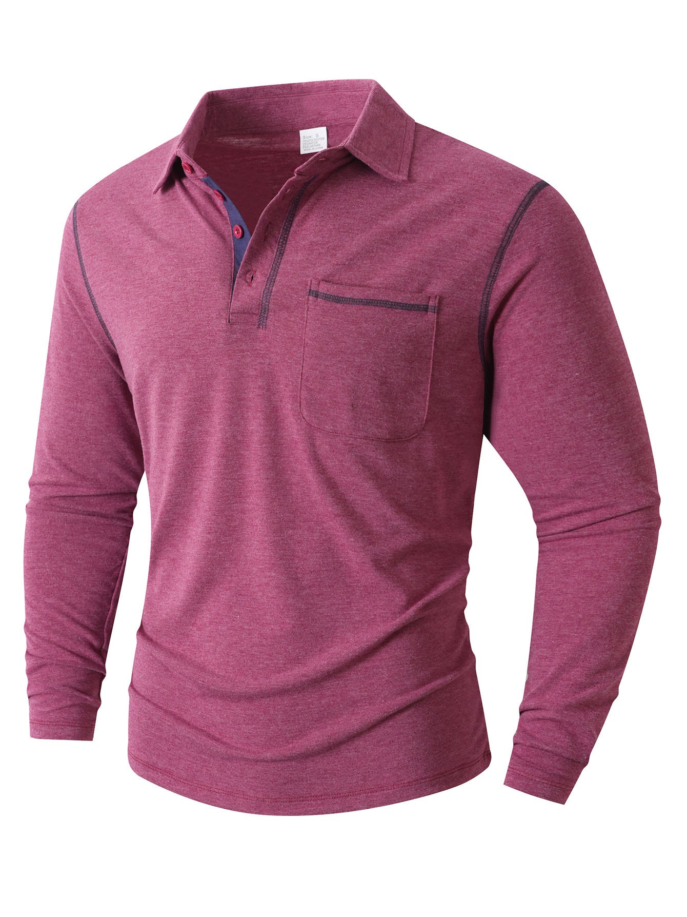 Men's stylish long sleeve polo shirt with practical chest pocket and elegant contrast details Skorter