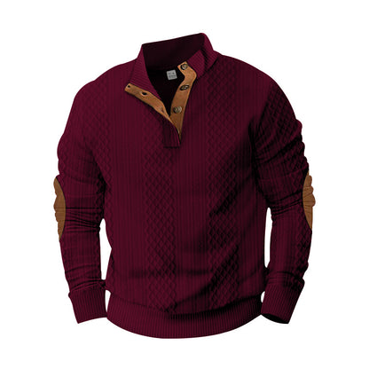 Men's stylish knit sweater with modern button design and textured fabric Skorter
