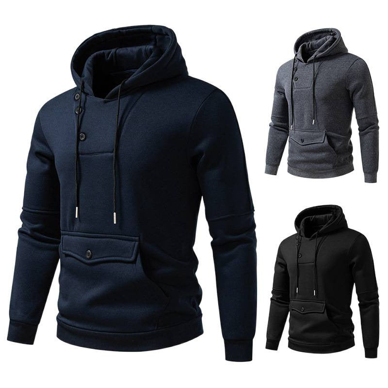 Men's Stylish Hoodies with Button Details Skorter