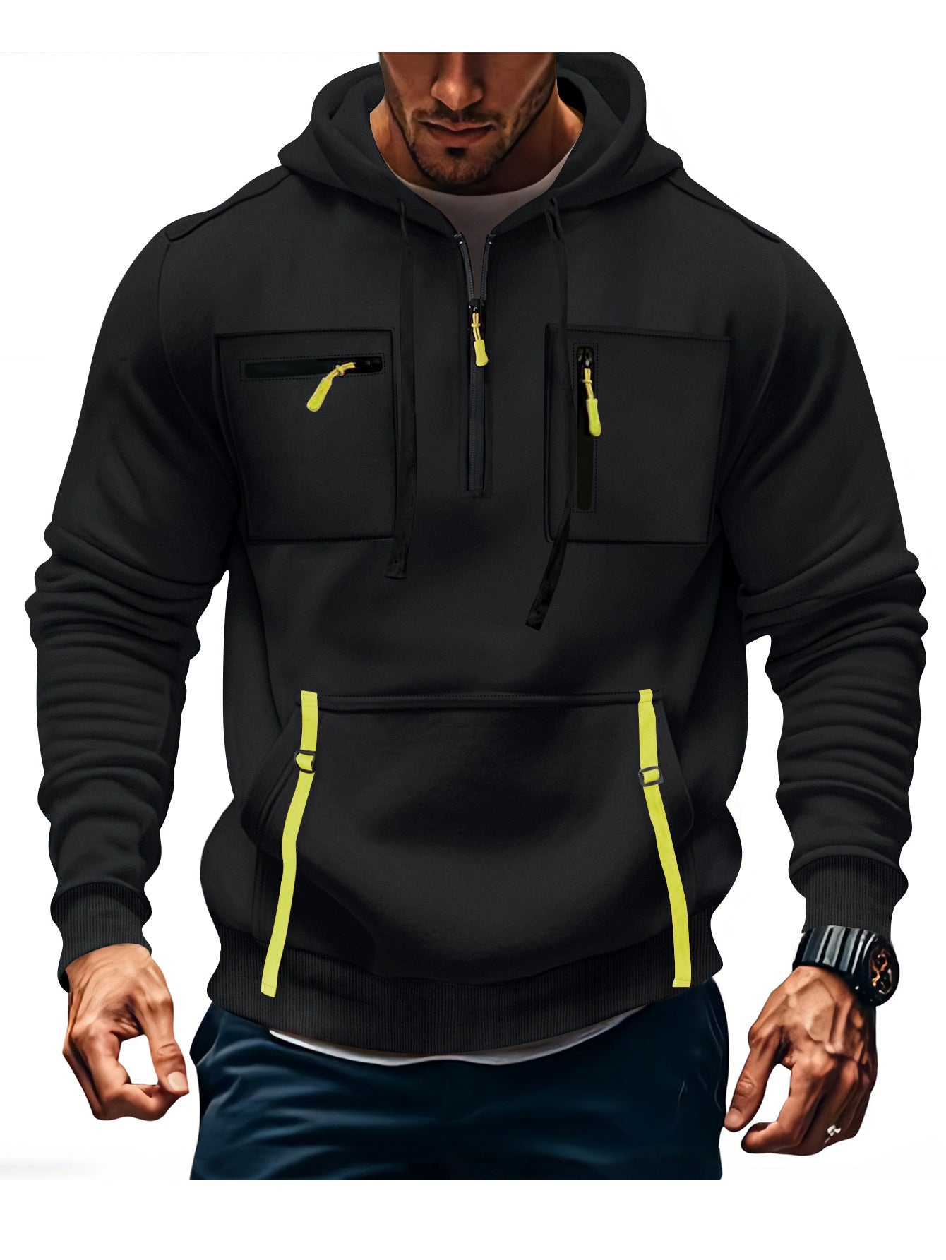 Men's stylish hoodie with functional zippered pockets Skorter