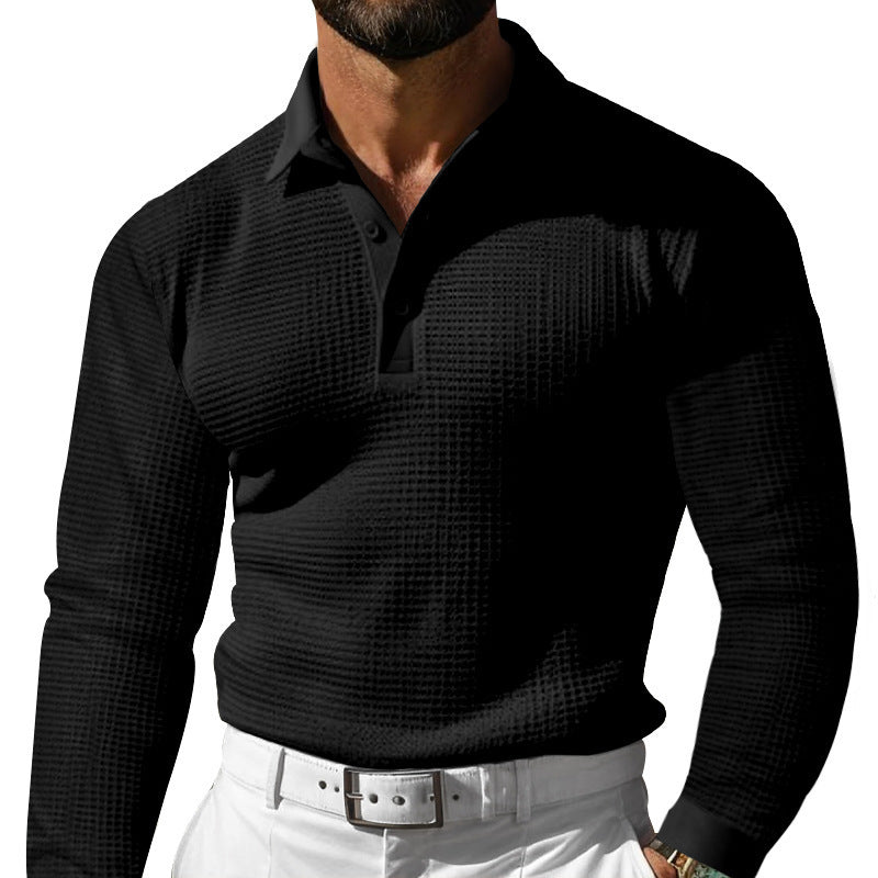 Men's stylish long sleeve shirt with textured design and modern button placket Skorter