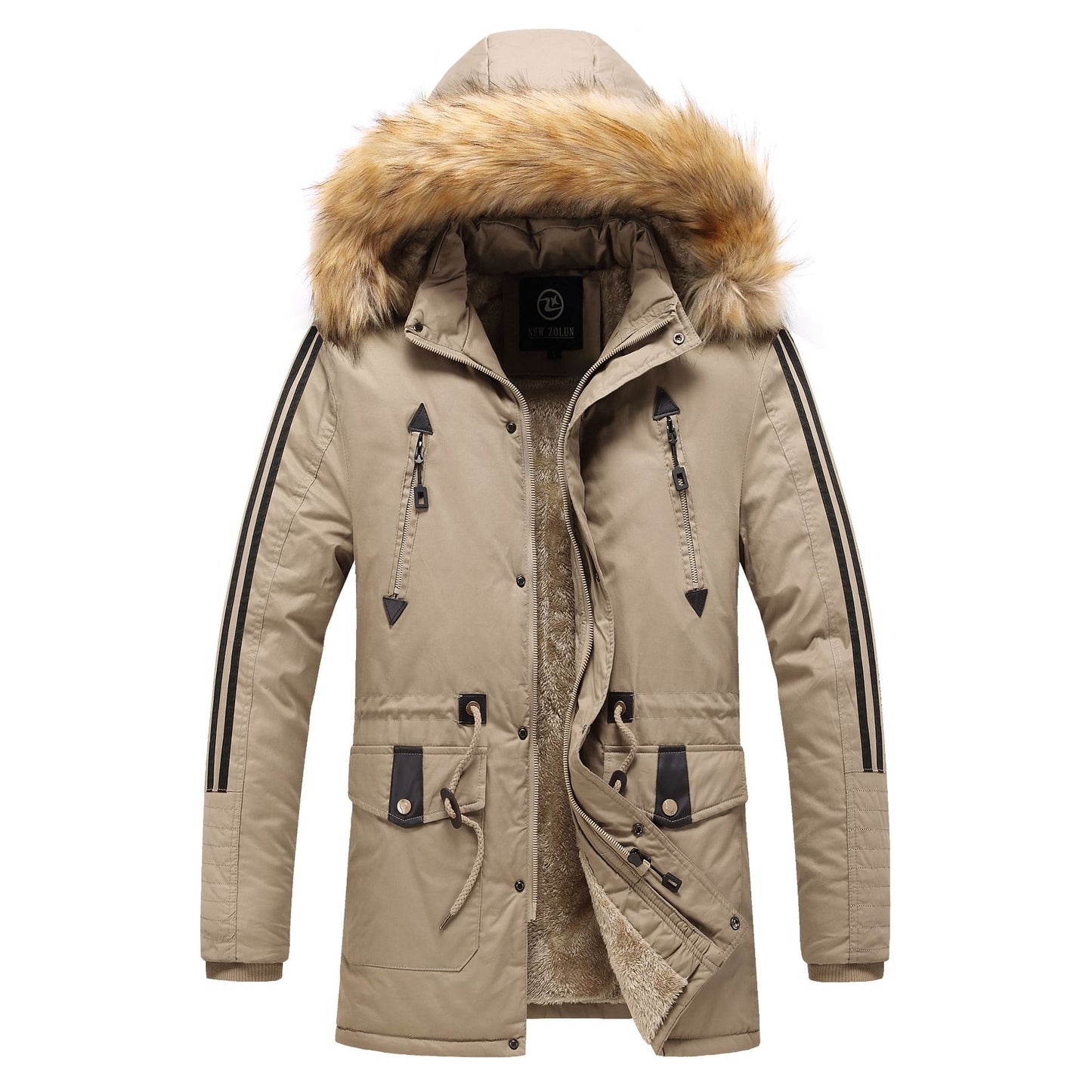 Men's winter parka with detachable faux fur collar Skorter