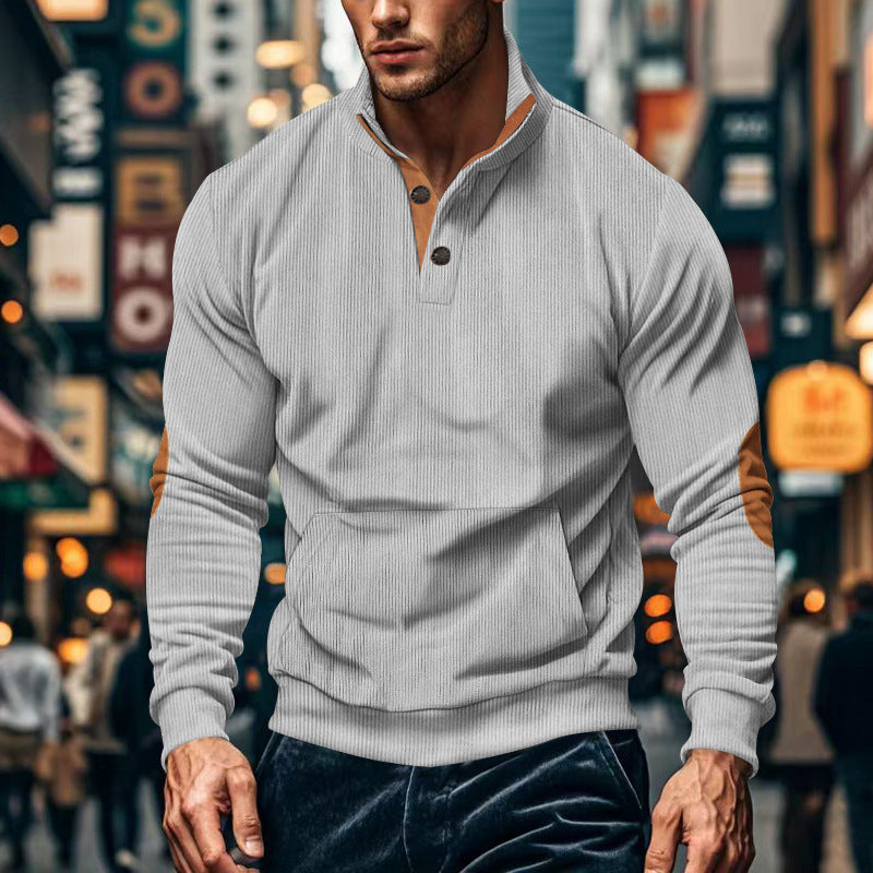 Men's stylish long-sleeve hooded shirt with modern structural design and elegant accents Skorter