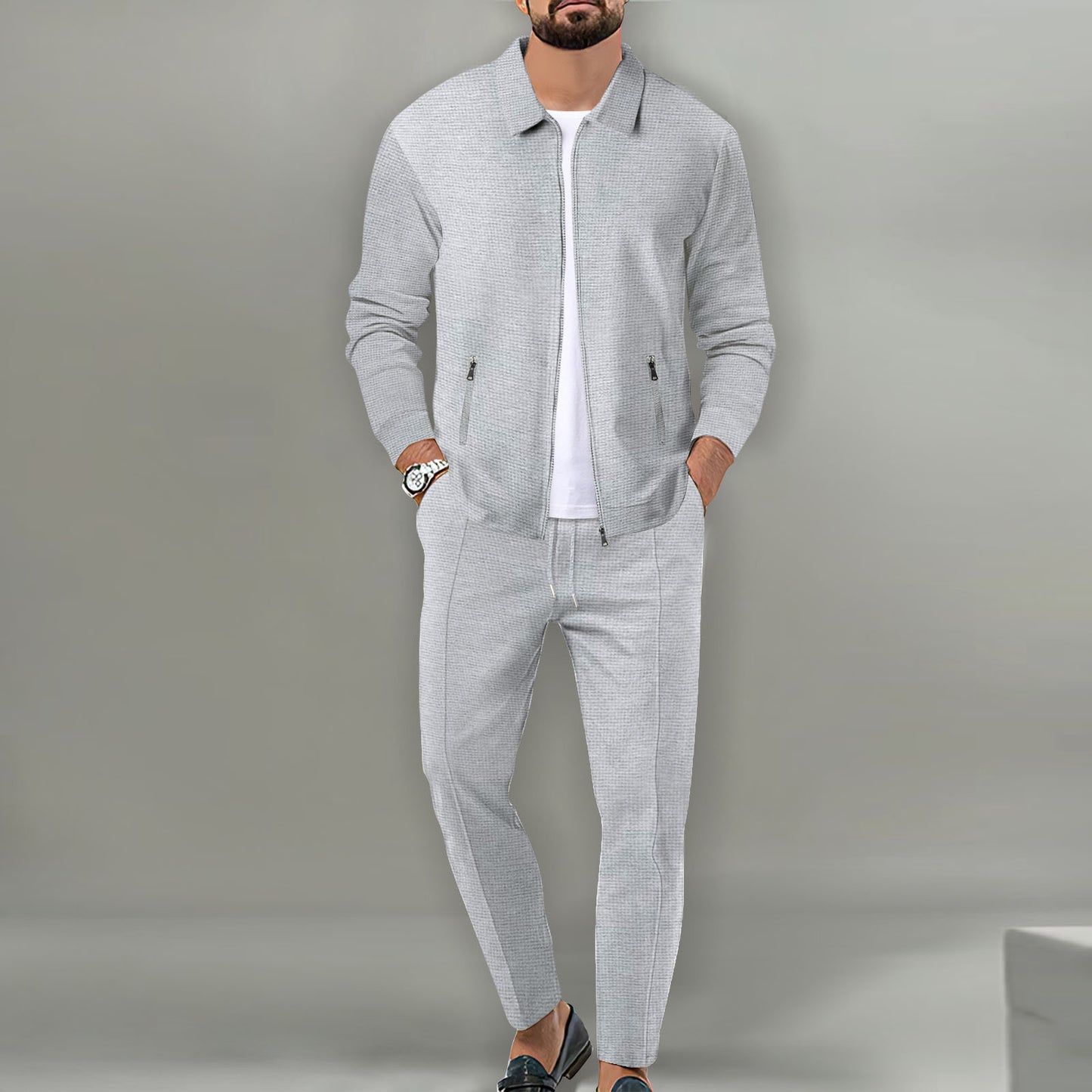 Men's stylish leisure suit made of breathable fabric with textured design Skorter