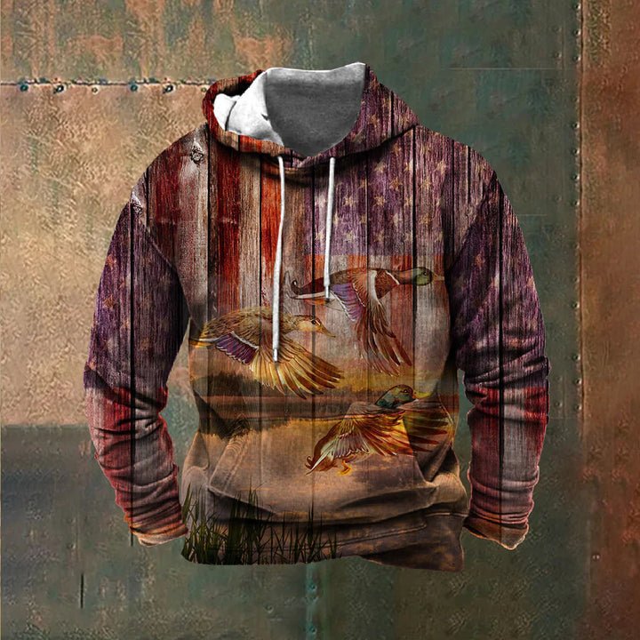 Men's hoodie with impressive wildlife print and patriotic accents Skorter
