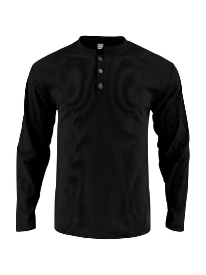 Men's long sleeve shirt with comfortable button placket and textured design Skorter