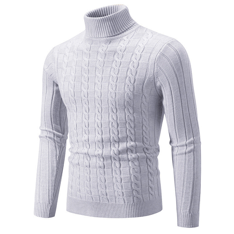 Men's stylish turtleneck sweater with textured cable design Skorter
