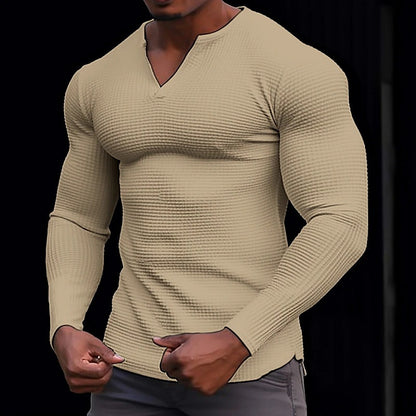 Men's stylish long-sleeve T-shirt with structured V-neck Skorter