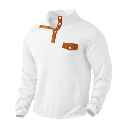 Men's Stylish Pullover with Half Zipper and Practical Chest Pocket Skorter
