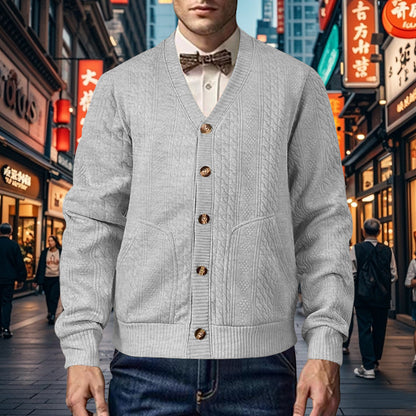 Men's cardigan with modern honeycomb pattern and practical pockets Skorter
