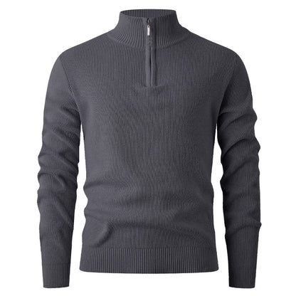 Men's sweater with stand-up collar and additional zipper Skorter