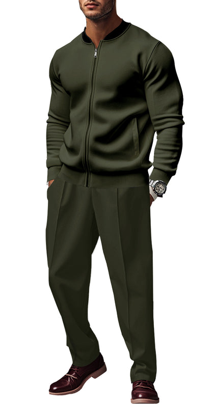 Men's sporty tracksuit with practical pockets and short zipper Skorter