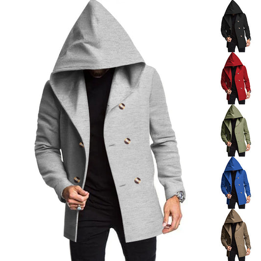 Men's Stylish Double-Breasted Jacket with Hood Skorter