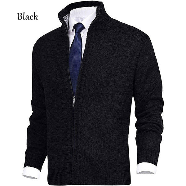 Men's cardigan with stand-up collar and zipper Skorter
