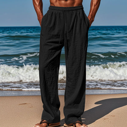 Men's airy beach pants with elastic waistband and practical side pockets Skorter