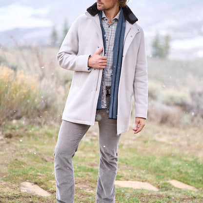 Men's stylish coat with faux fur-trimmed collar Skorter