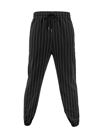 Men's elegant leisure pants with elastic waistband and side stripes Skorter