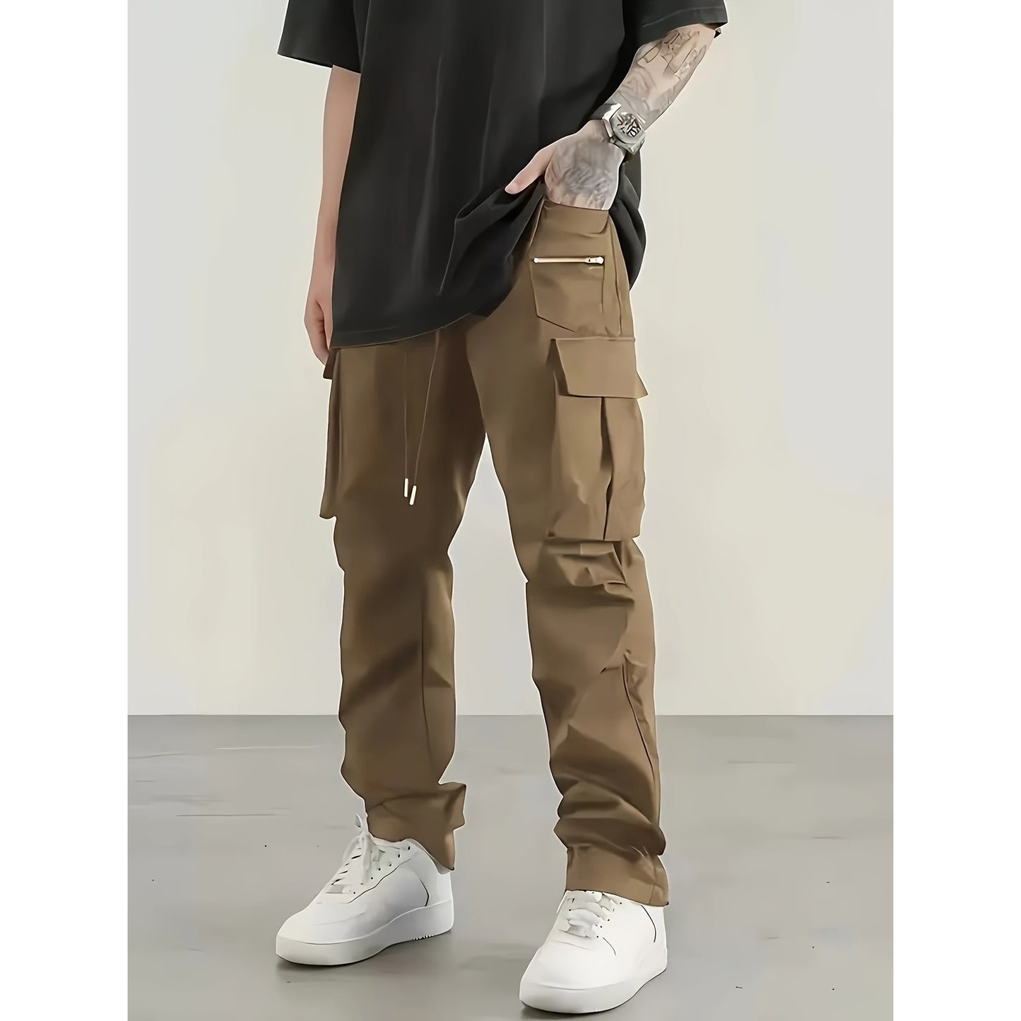 Men's modern cargo pants with multifunctional pockets and elastic waistband Skorter