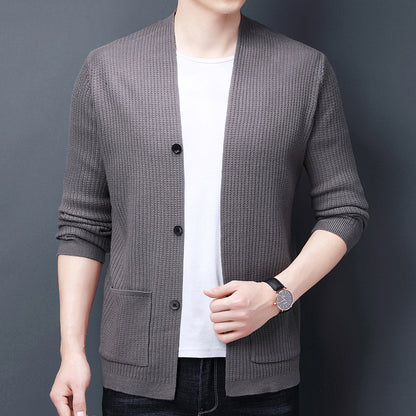 Men's Airy Cardigan with Practical Pocket Layout Skorter