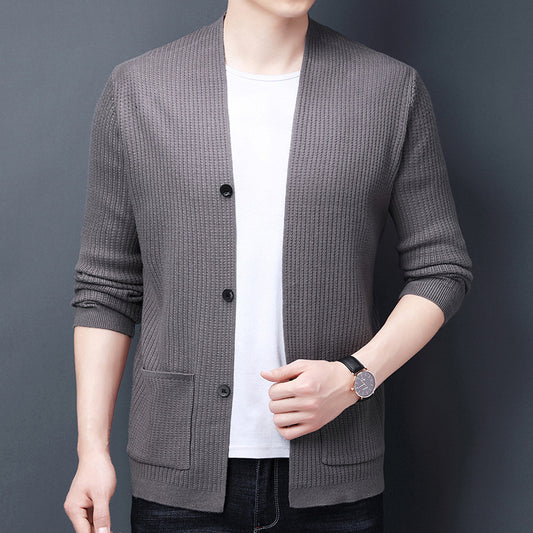 Men's Airy Cardigan with Practical Pocket Layout Skorter