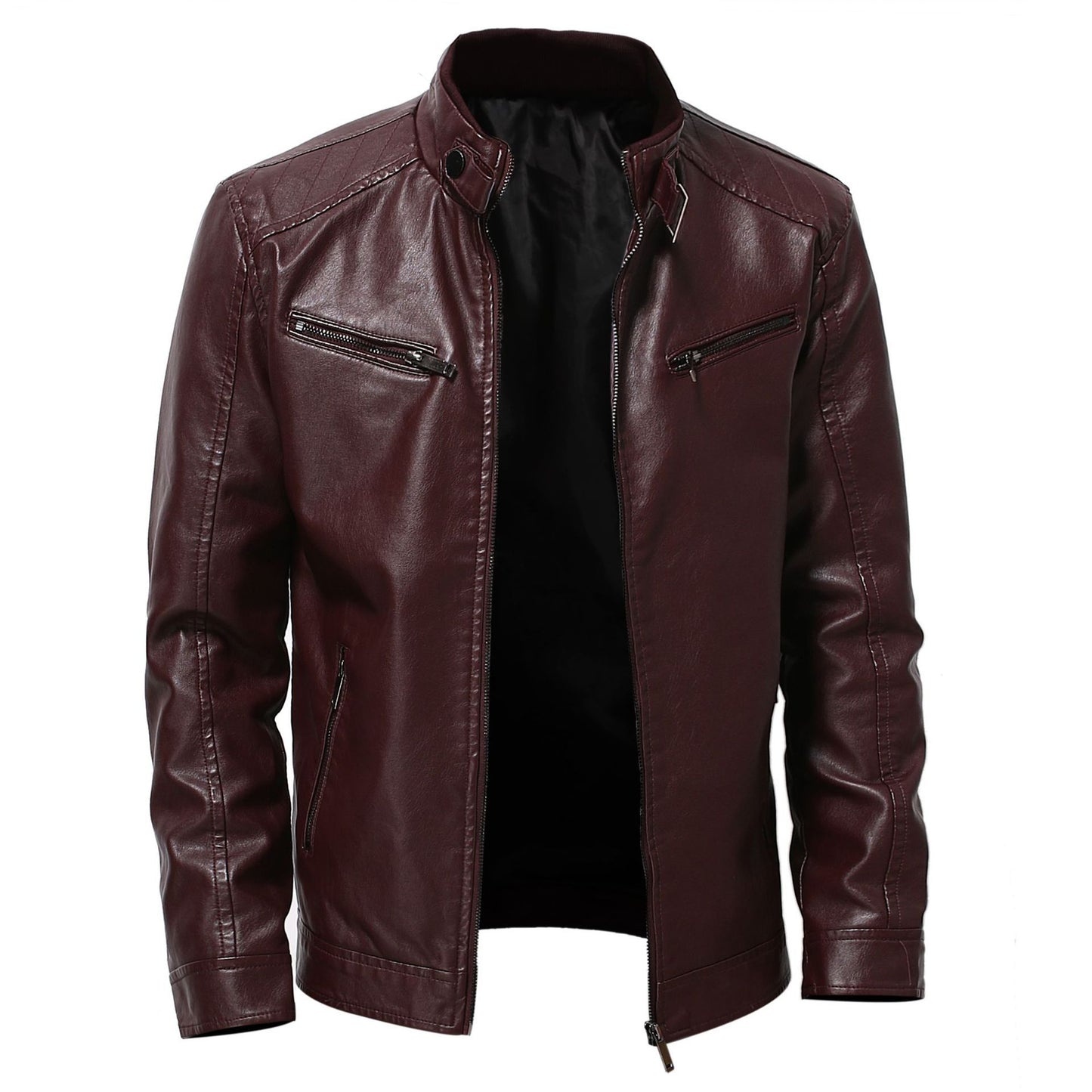 Men's stylish synthetic leather motorcycle jacket in biker style Skorter