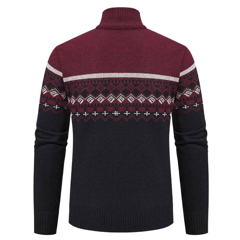 Men's cardigan with standing collar and Norwegian pattern Skorter