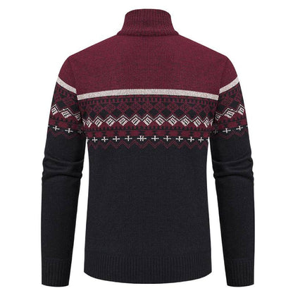 Men's cardigan with standing collar and Norwegian pattern Skorter