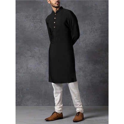 Men's elegant and fashionable kurta with high collar and button details Skorter