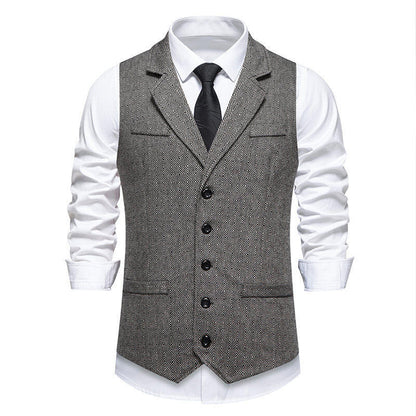 Men's suit vest in elegant herringbone pattern with practical pockets Skorter