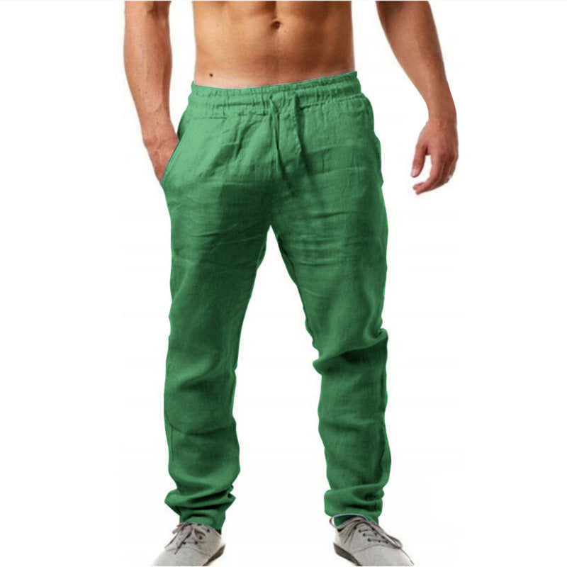Men's airy linen pants in relaxed fit with practical drawstring Skorter