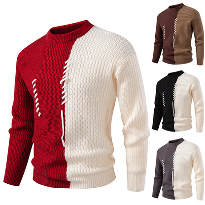 Men's chunky knit sweater with asymmetric pattern and decorative detail Skorter