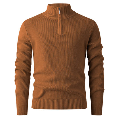 Men's sweater with stand-up collar and additional zipper Skorter