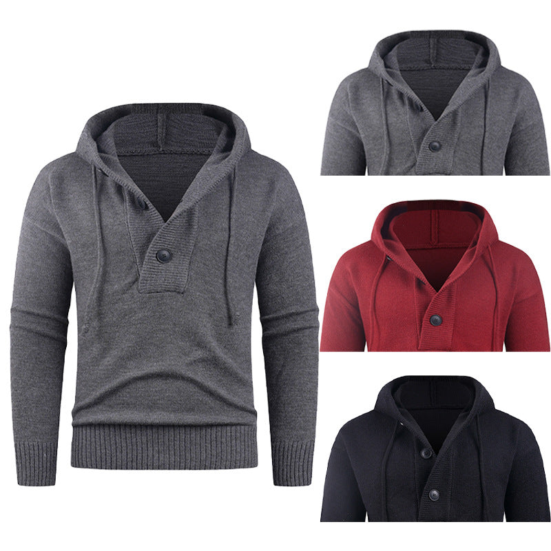 Men's stylish hooded sweatshirt with button detail Skorter