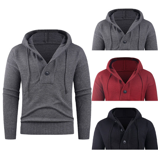 Men's stylish hooded sweatshirt with button detail Skorter