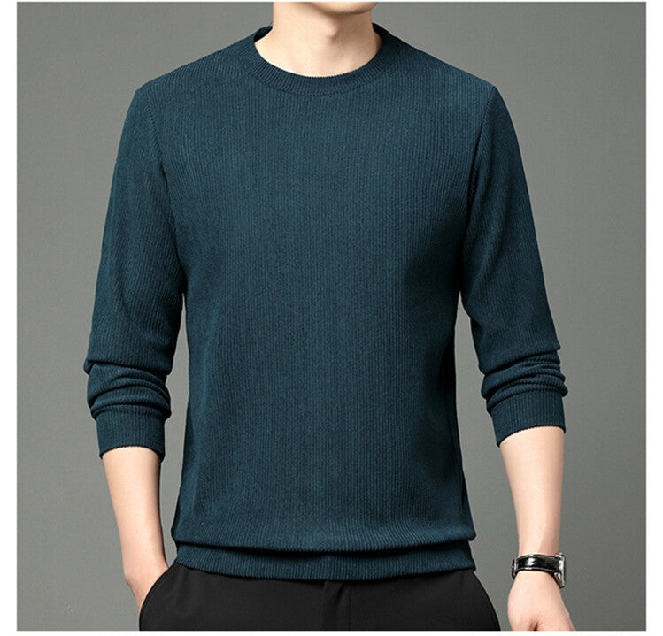 Herrtröja med fin struktur och rund halsringning, Skorter