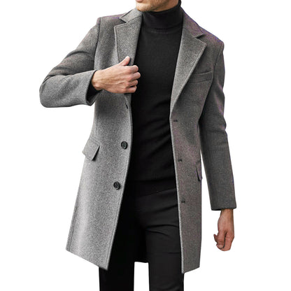 Men's elegant wool coat with classic lapels and concealed buttons Skorter