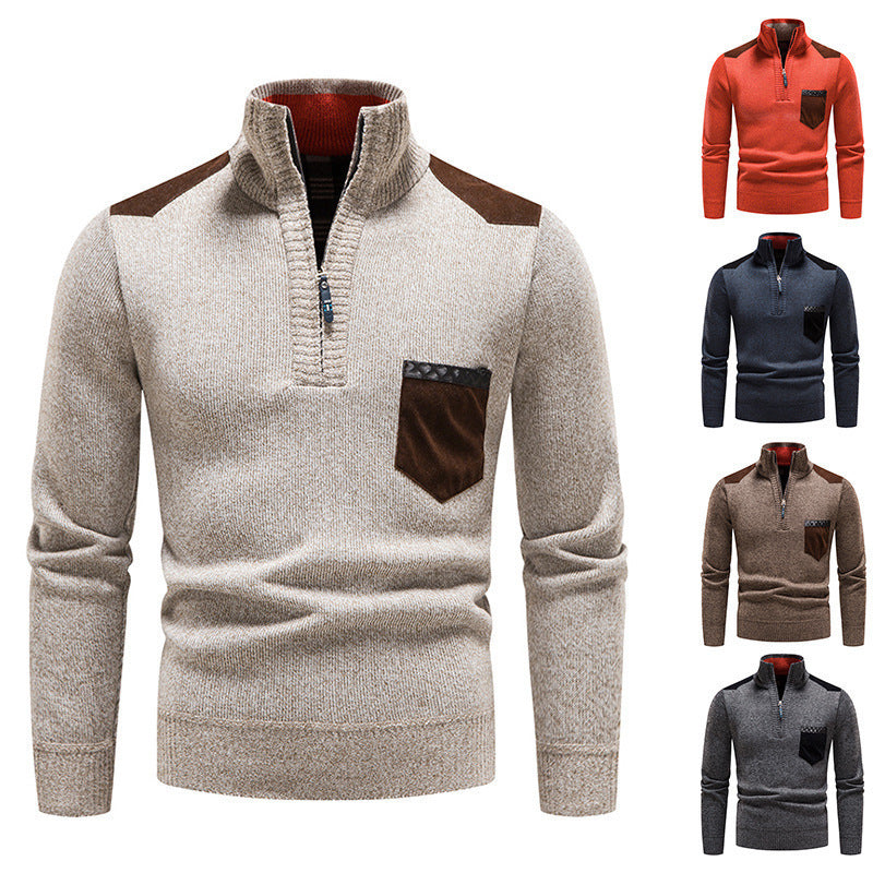 Men's stylish sweater with high collar and zipper Skorter