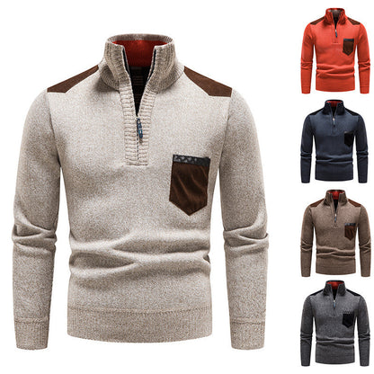 Men's stylish sweater with high collar and zipper Skorter