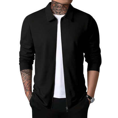 Men's sporty long sleeve T-shirt with zipper and breathable textured design Skorter