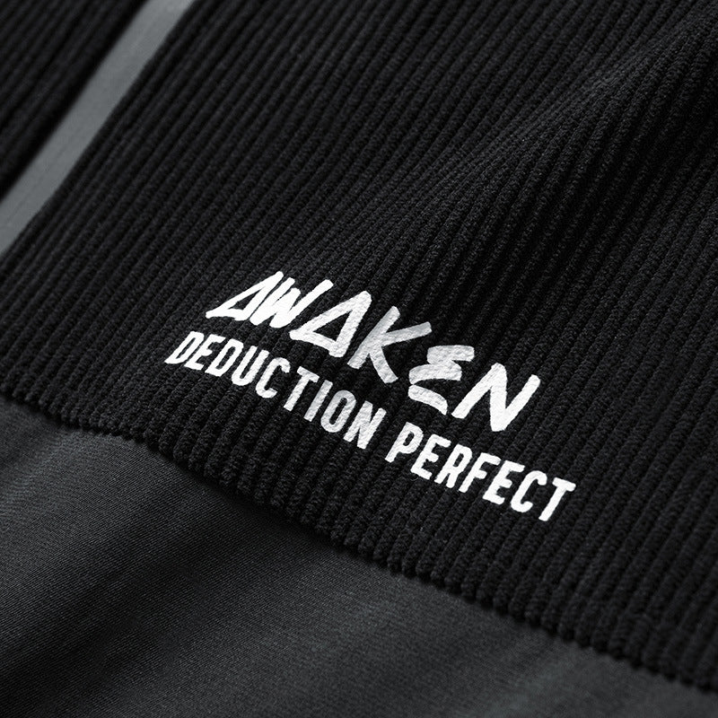 Herrbomberjacka med randig manchester och trendigt tryck Skorter