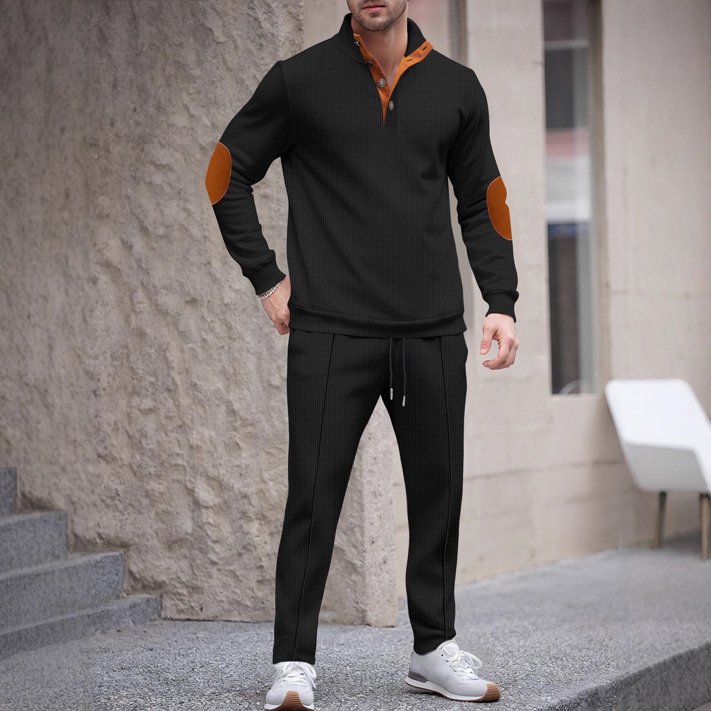 Men's sporty set with modern collar and elegant applications Skorter