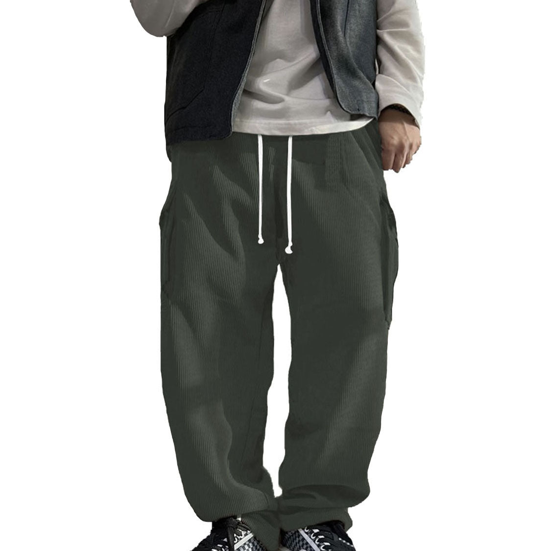 Men's Stylish Cargo Pants with Side Pockets and Elastic Waistband Skorter