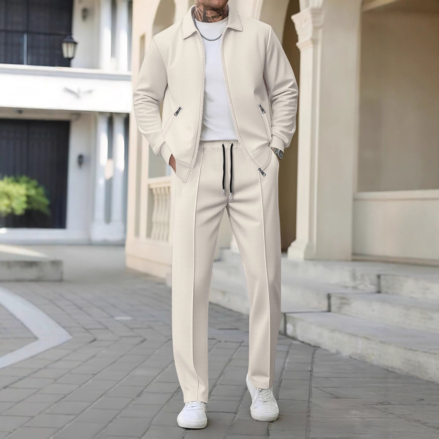 Men's Stylish Casual Pants and Jacket Set Skorter