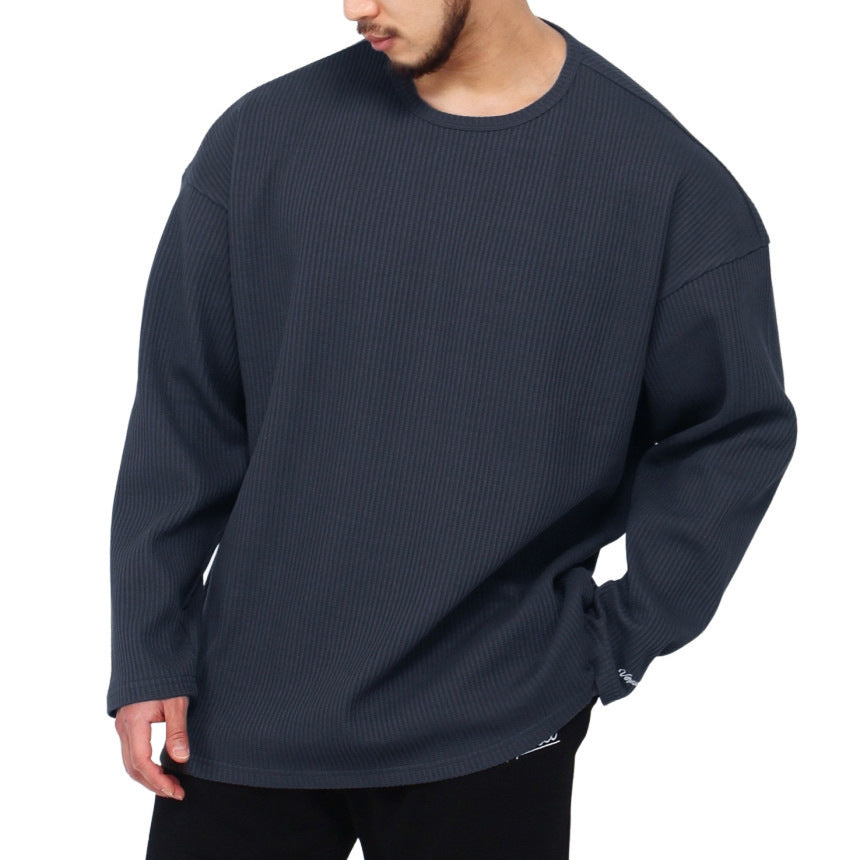 Men's long sleeve shirt with textured rib pattern and modern fit Skorter