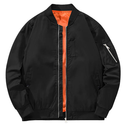 Men's Bomber Jacket with Side Zip Pockets and Elastic Cuffs Skorter