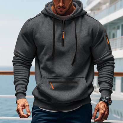 Men's sporty hoodie with practical two-way zipper and side pockets Skorter