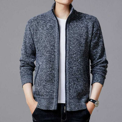 Men's Cardigan with High Collar and Luxurious Lining Skorter