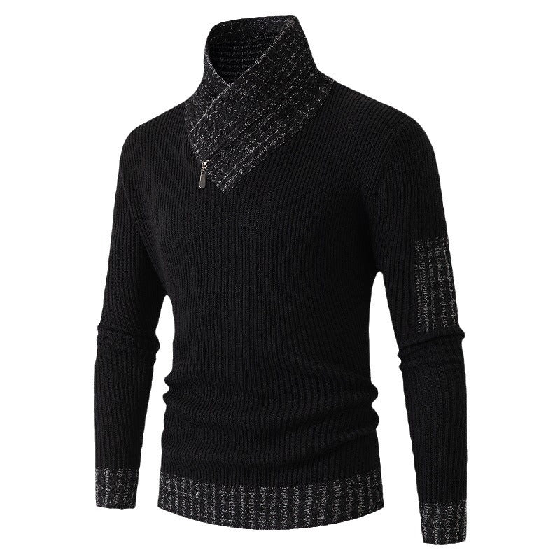Men's sweater with modern asymmetric collar and textured design Skorter