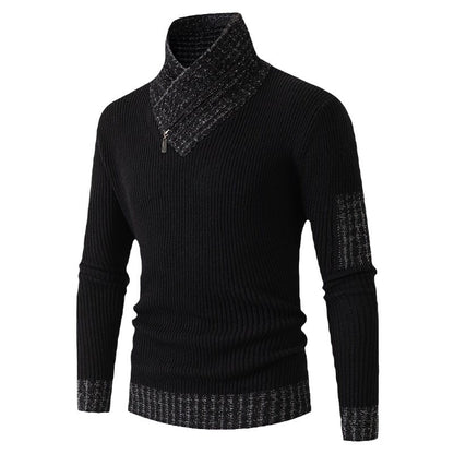 Men's sweater with modern asymmetric collar and textured design Skorter